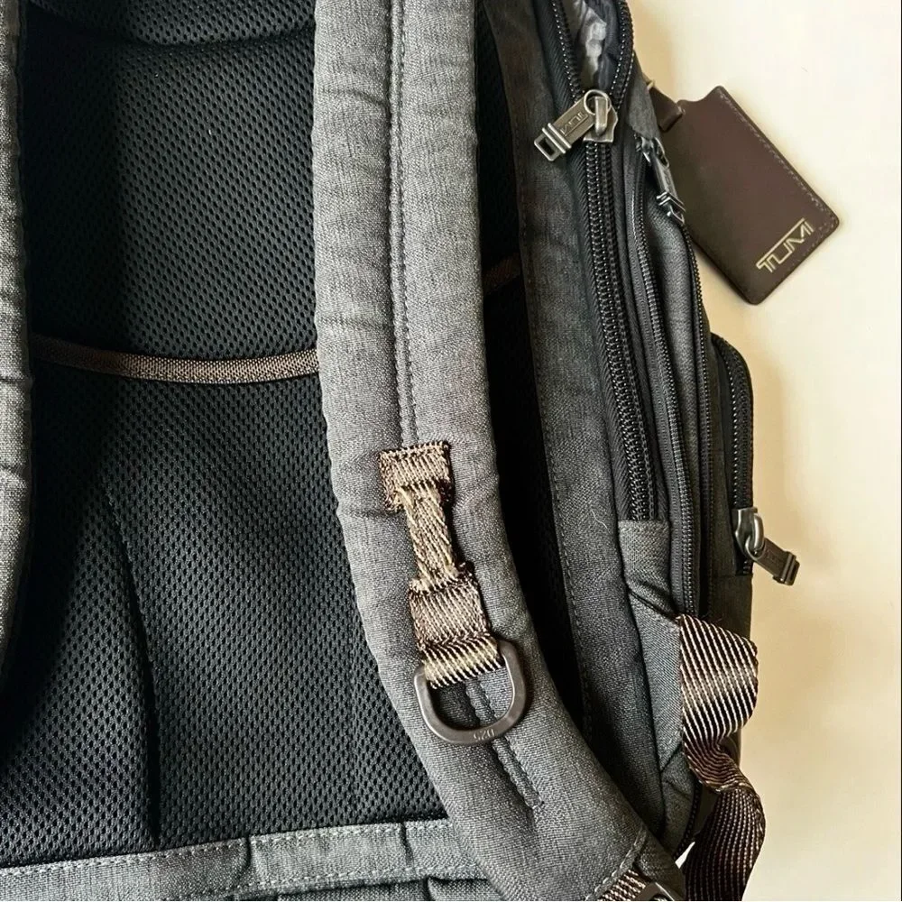 Tumi Alpha Bravo Knox Gray Brown Backpack Laptop Carryon Bag $595 MSRP
